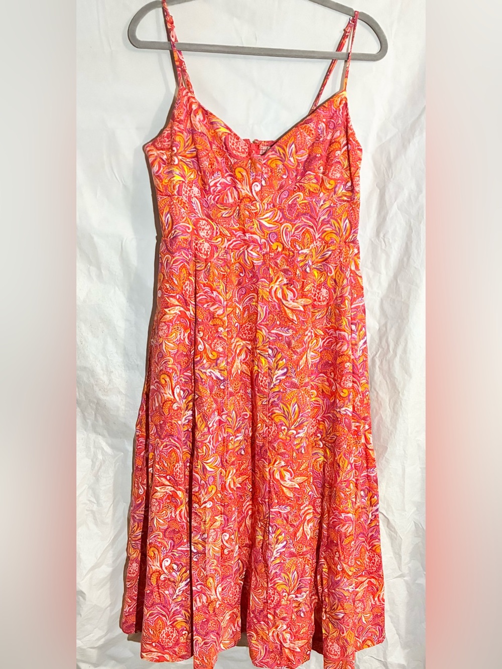 Jason Wu Abstract Linen Full Skirted Dress Sz M Lined Tank Adj Strap Breathable